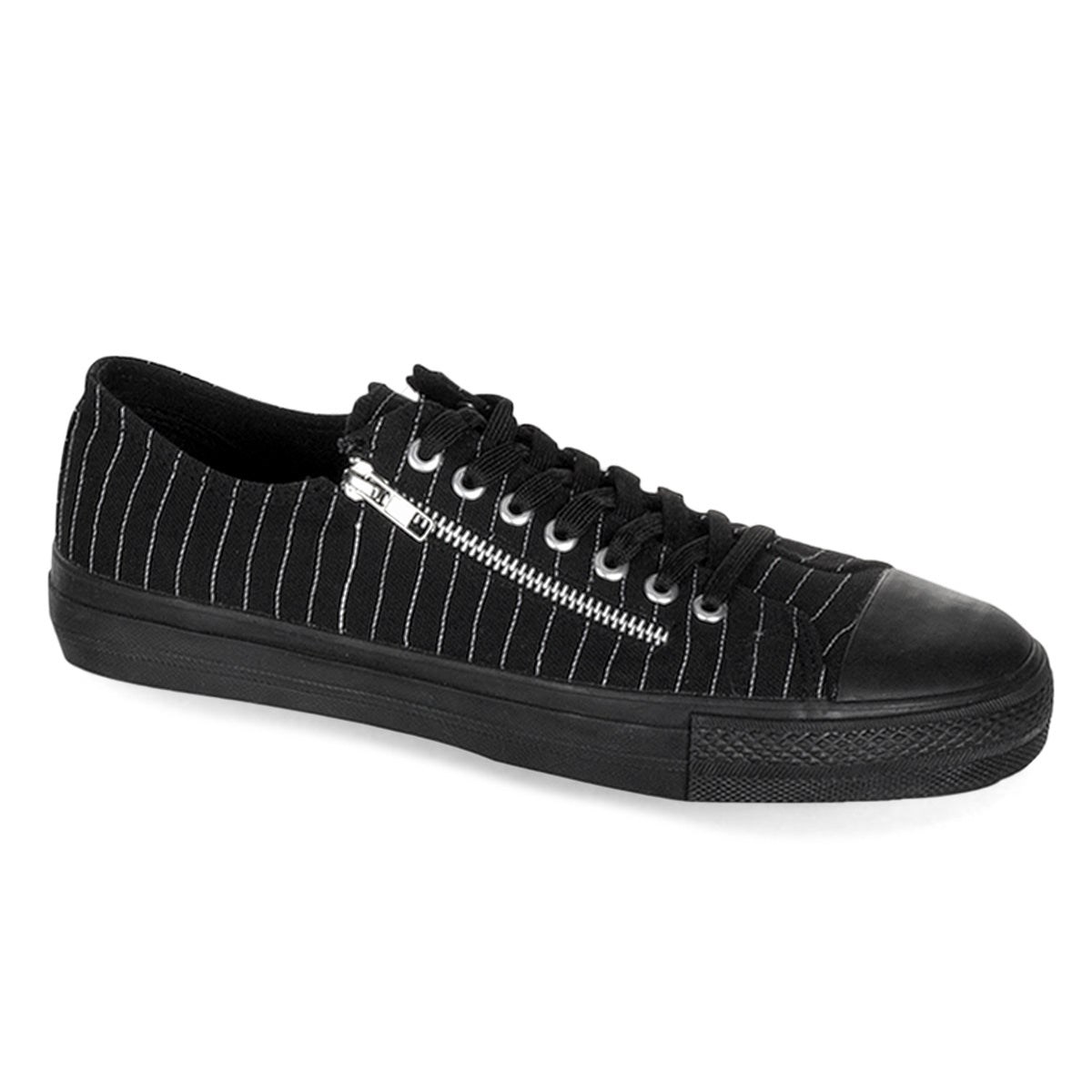 Demonia Deviant-06 Vászon Pinstripes Férfi Sneakers Fekete | RJFK-Ⅸ